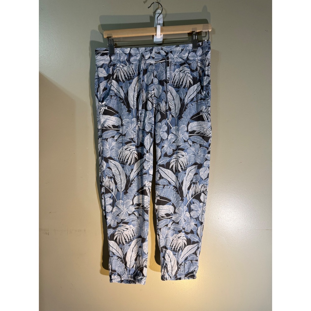 O'Neill Coastal Blue Tropical Floral Palm Print Viscose Jogger Pants Medium